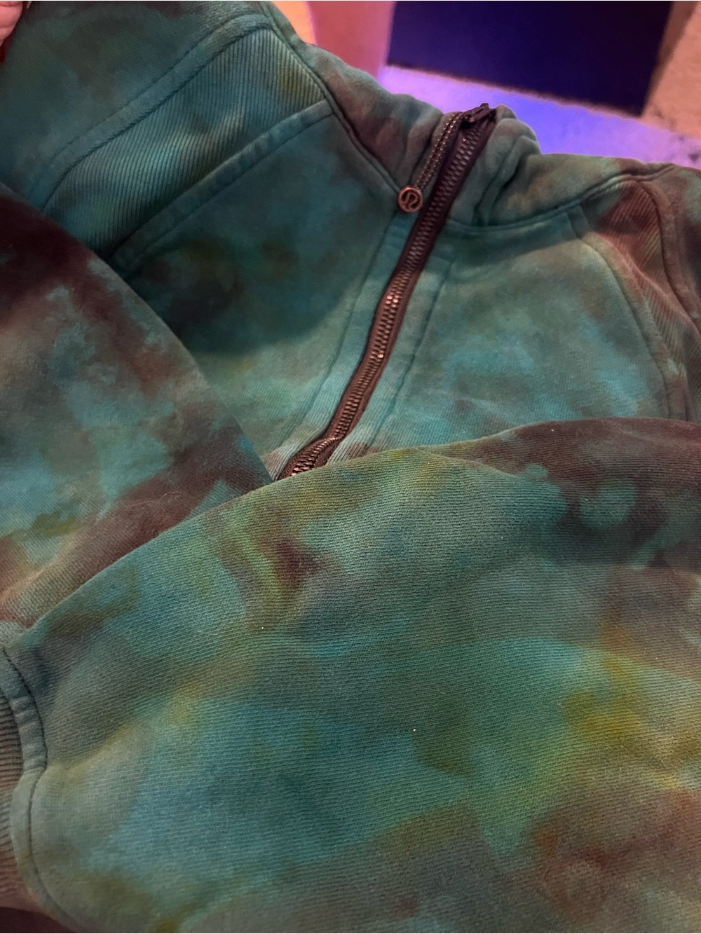 Lulu Lemon Tie-Dye Green Quarter-Zip best for S/M
